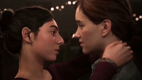 Beijo entre Ellie e Dina em  The Last of Us 2